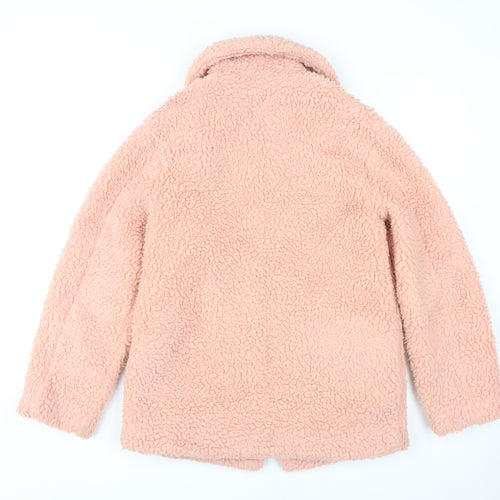 Topshop Women's Pink Jacket, Size 6, Collared Zip Coat