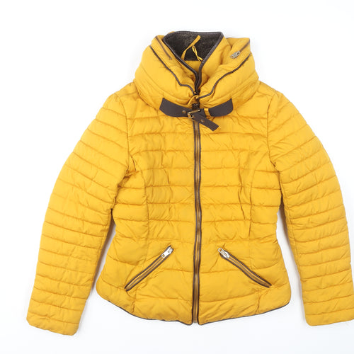 Zara Women's Yellow Puffer Jacket S Casual