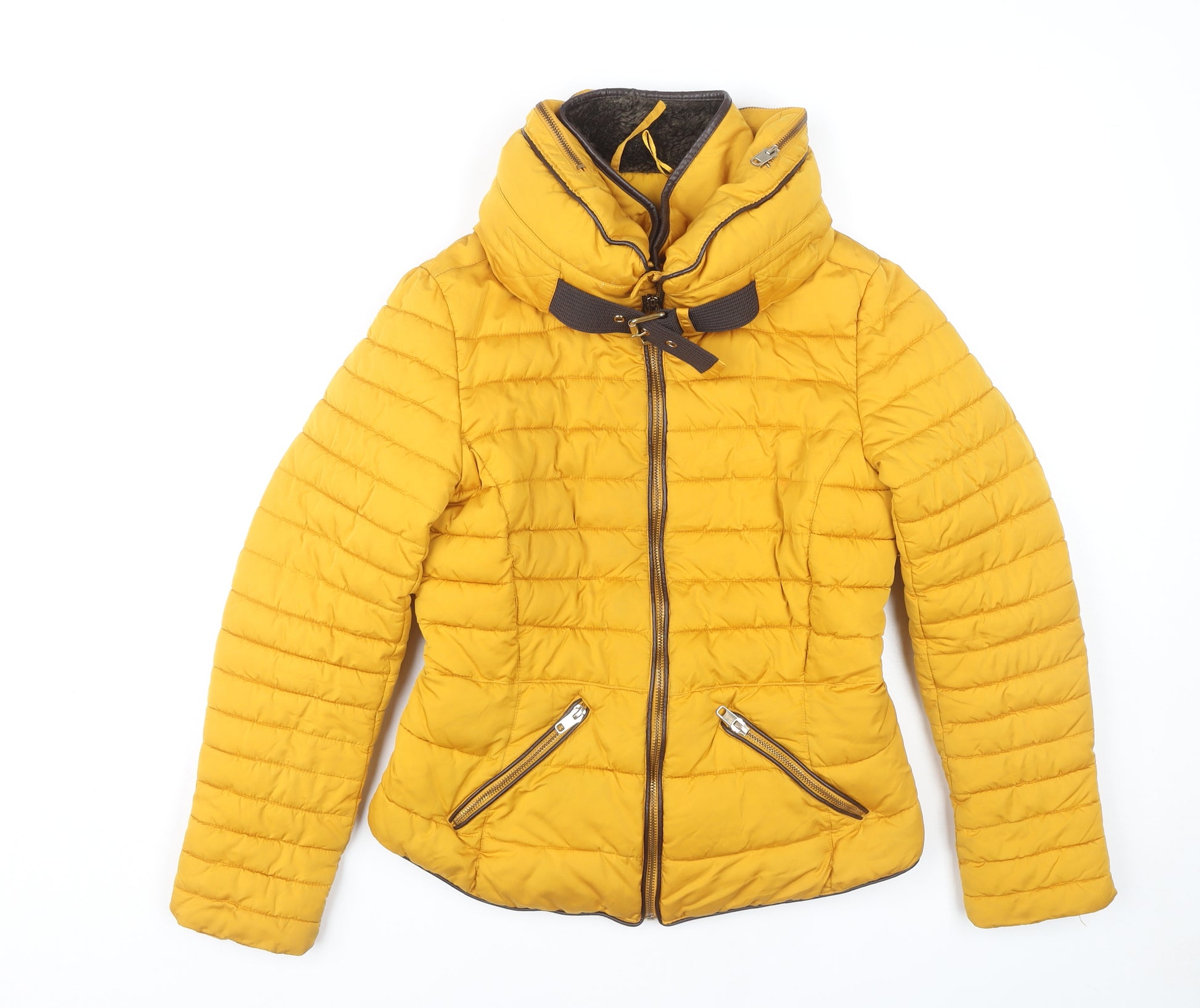 Zara Women's Yellow Puffer Jacket S Casual – Preworn - Main Image