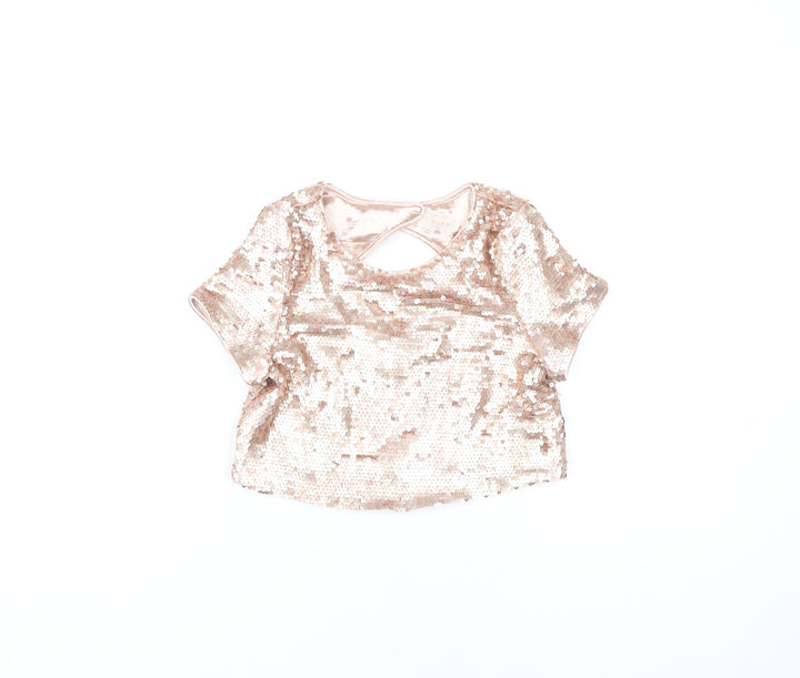 River Island Girls Cropped Sequin Top - Multicoloured, 9 Years
