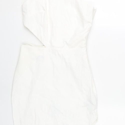 Miss Selfridge Women White Asymmetric Dress Size 10
