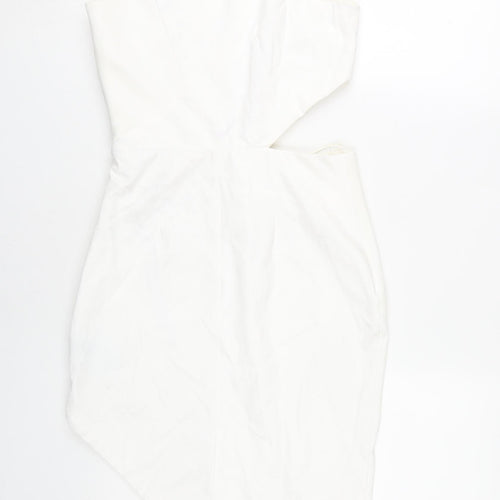 Miss Selfridge Women White Asymmetric Dress Size 10