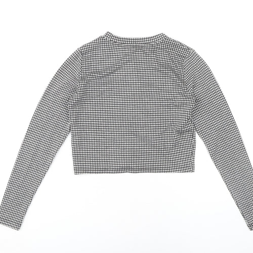 Pull&Bear Women's Black Cropped Check Top S