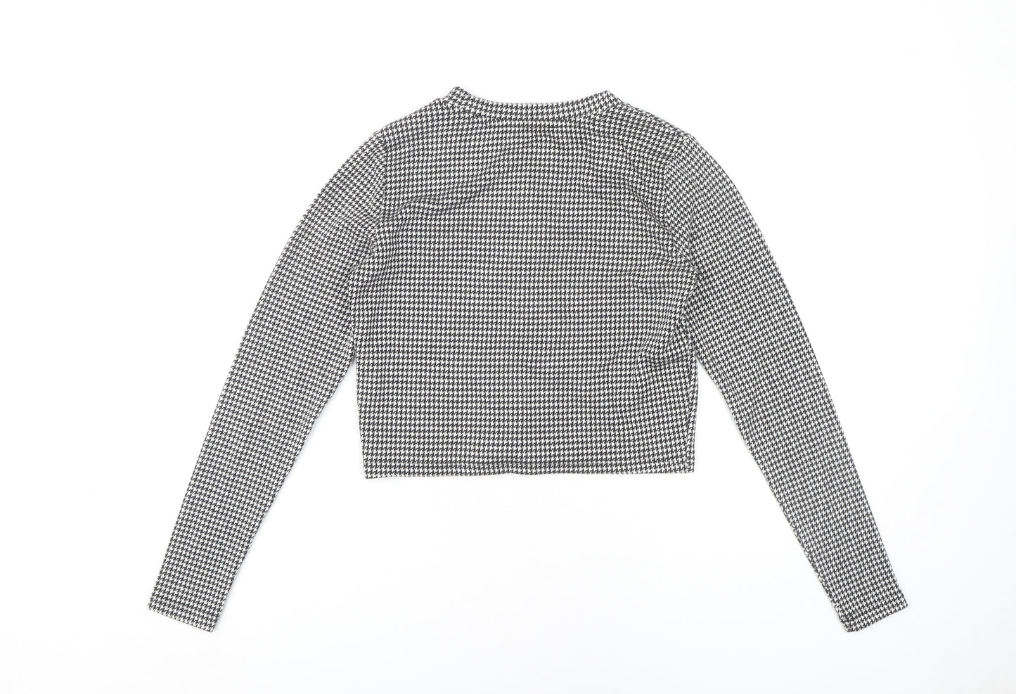 Pull&Bear Women's Black Cropped Check Top S