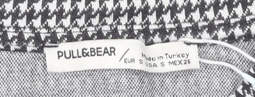 Pull&Bear Women's Black Cropped Check Top S