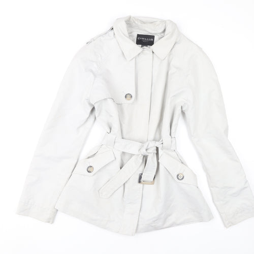 Cyrillus Women's Grey Trench Coat Size 10 Belted