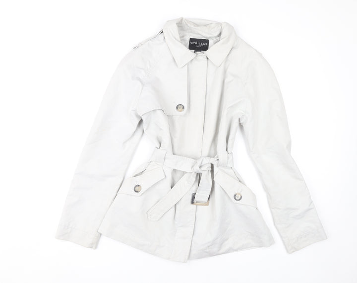 Cyrillus Women's Grey Trench Coat Size 10 Belted