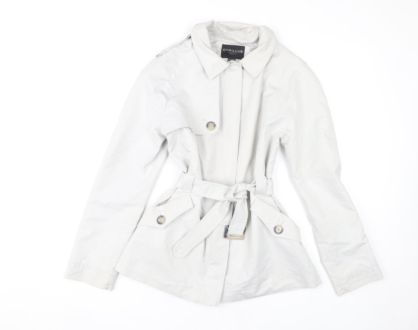 Cyrillus Women's Grey Trench Coat Size 10 Belted