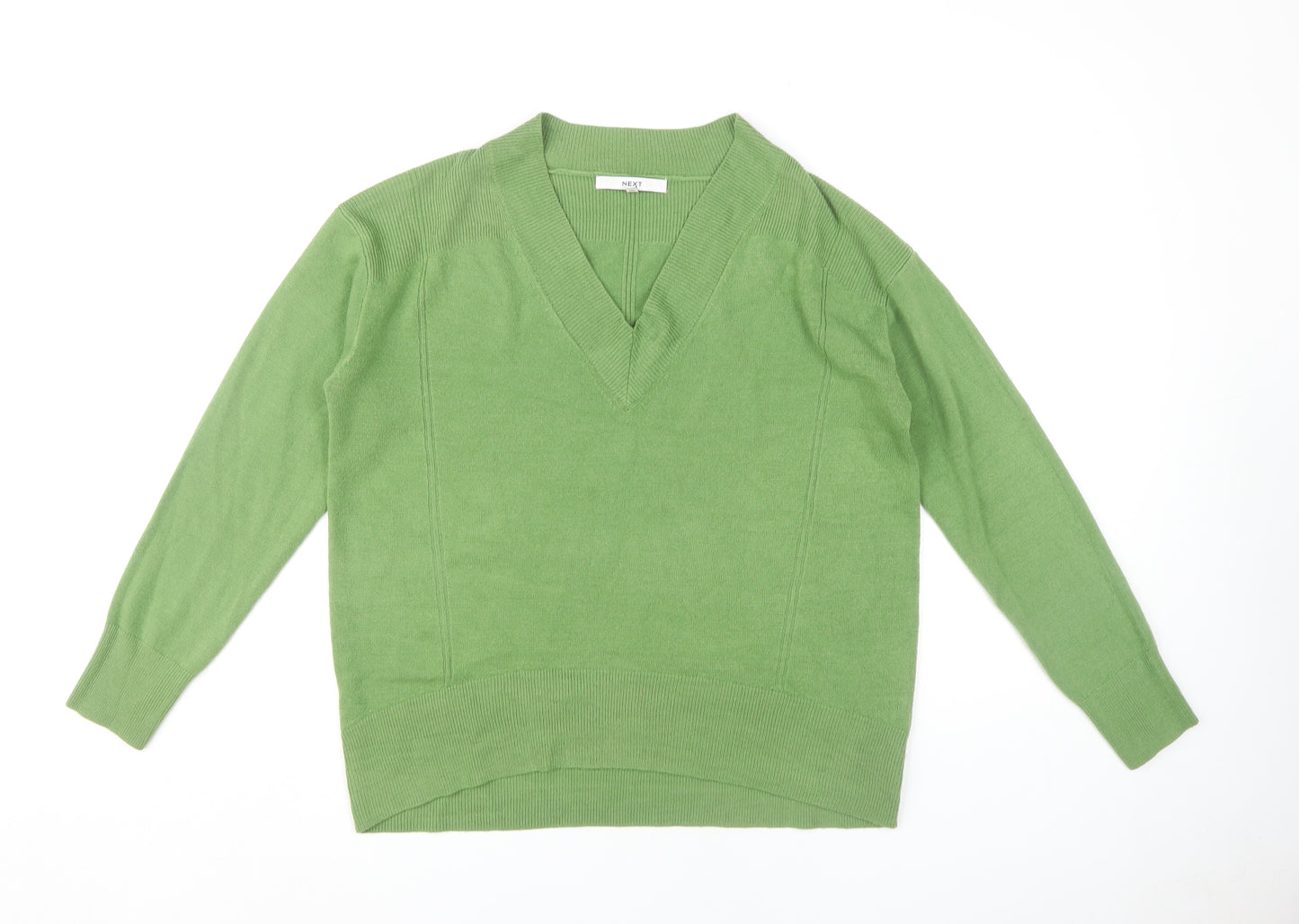 Next Women's Green V-Neck Jumper Size S