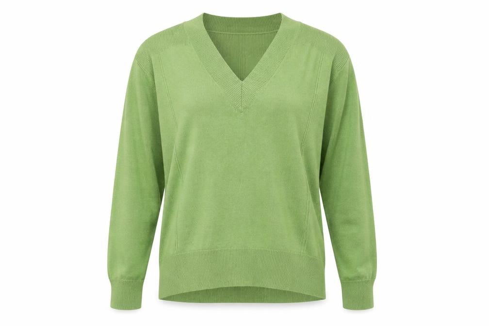 Front view of Next Women's Green V-Neck Jumper, size S