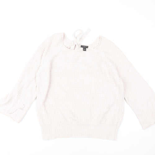 Ann Taylor Women's Pink Waffle-Knit Pullover Sweater