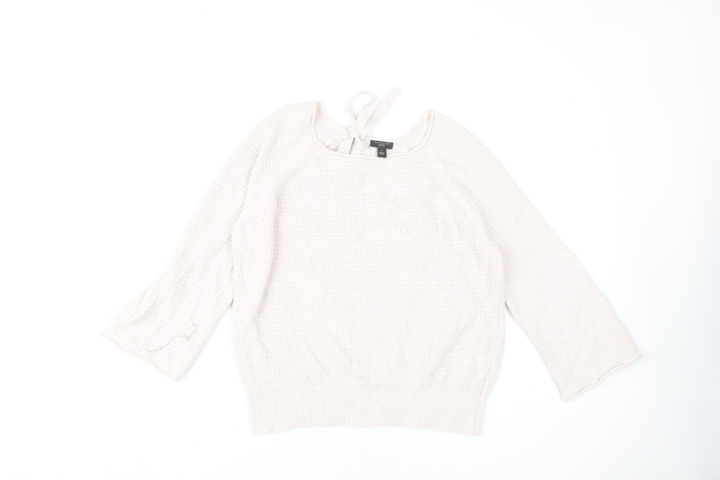 Ann Taylor Women's Pink Waffle-Knit Pullover Sweater