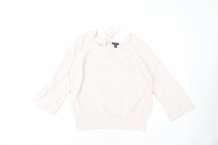 Ann Taylor Women's Pink Waffle-Knit Pullover Sweater