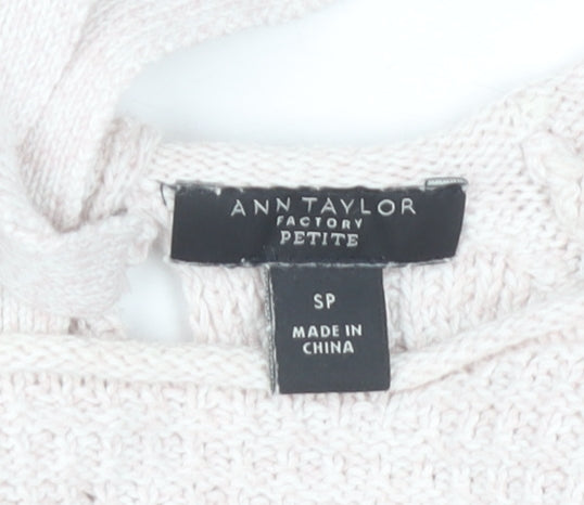 Ann Taylor Women's Pink Waffle-Knit Pullover Sweater