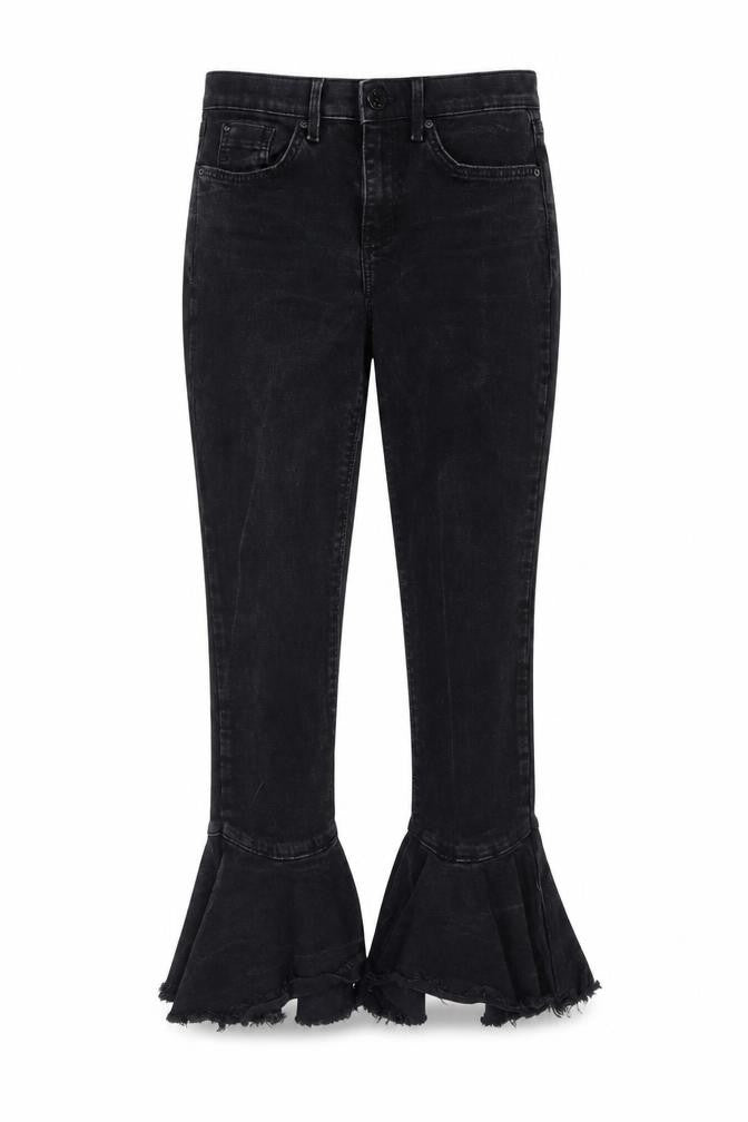 Front view of River Island Women’s Flared Black Jeans, size UK 10