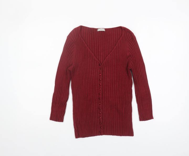 Planet Women's Red V-Neck Cardigan - Size L
