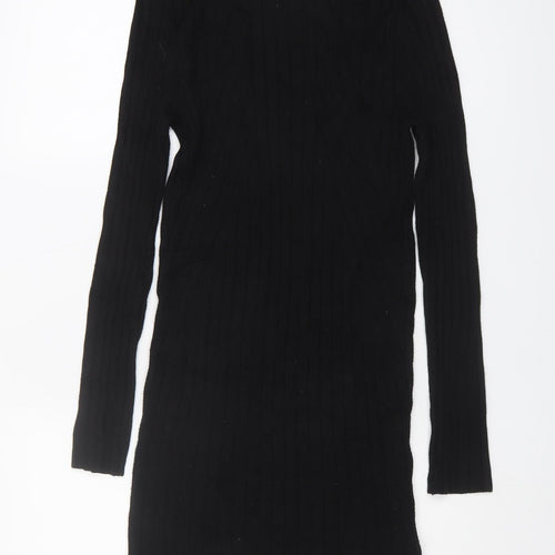 Stradivarius Women's Black Long Sleeve Sheath Dress S