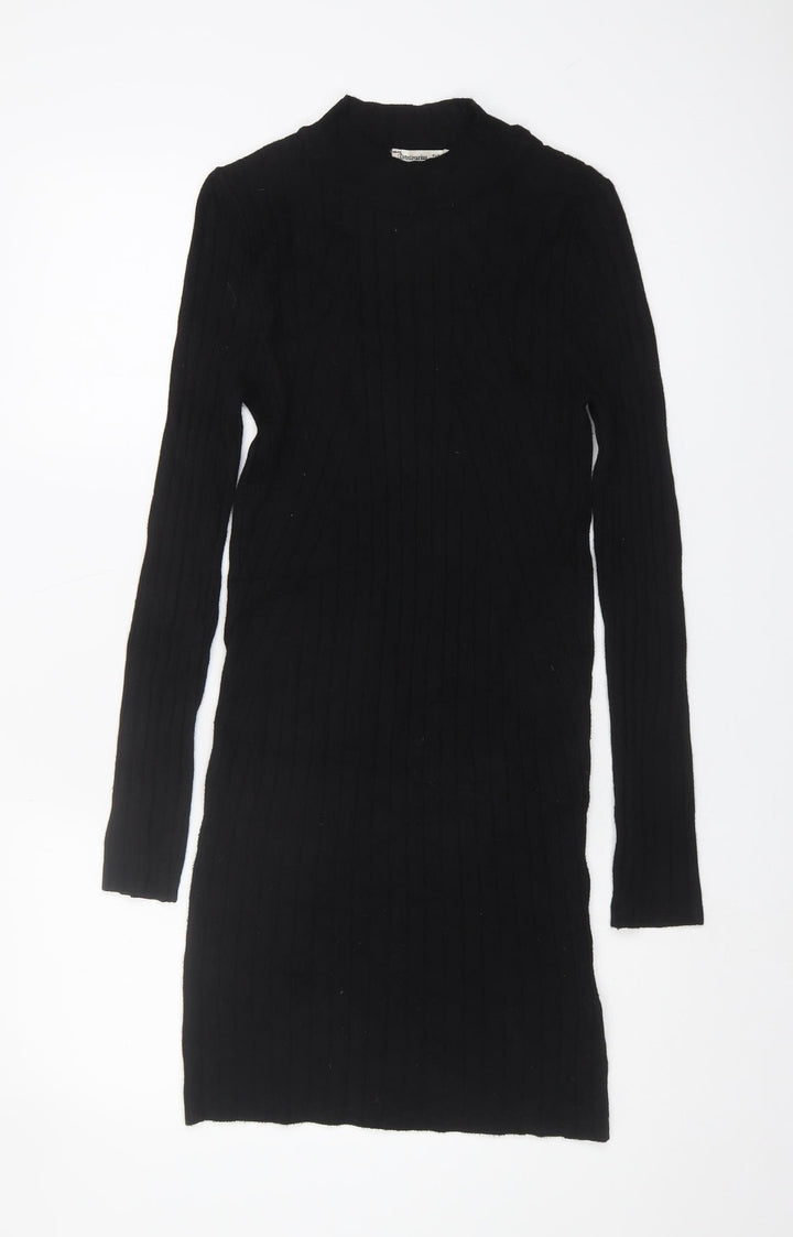 Stradivarius Women's Black Long Sleeve Sheath Dress S