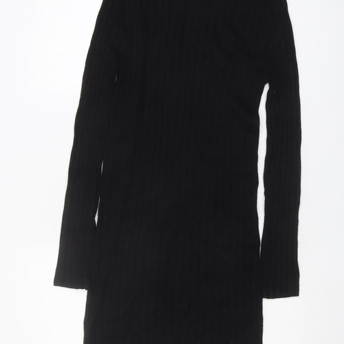 Stradivarius Women's Black Long Sleeve Sheath Dress S