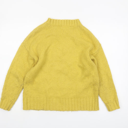 Marks and Spencer Women's Yellow Cable-Knit Sweater Small