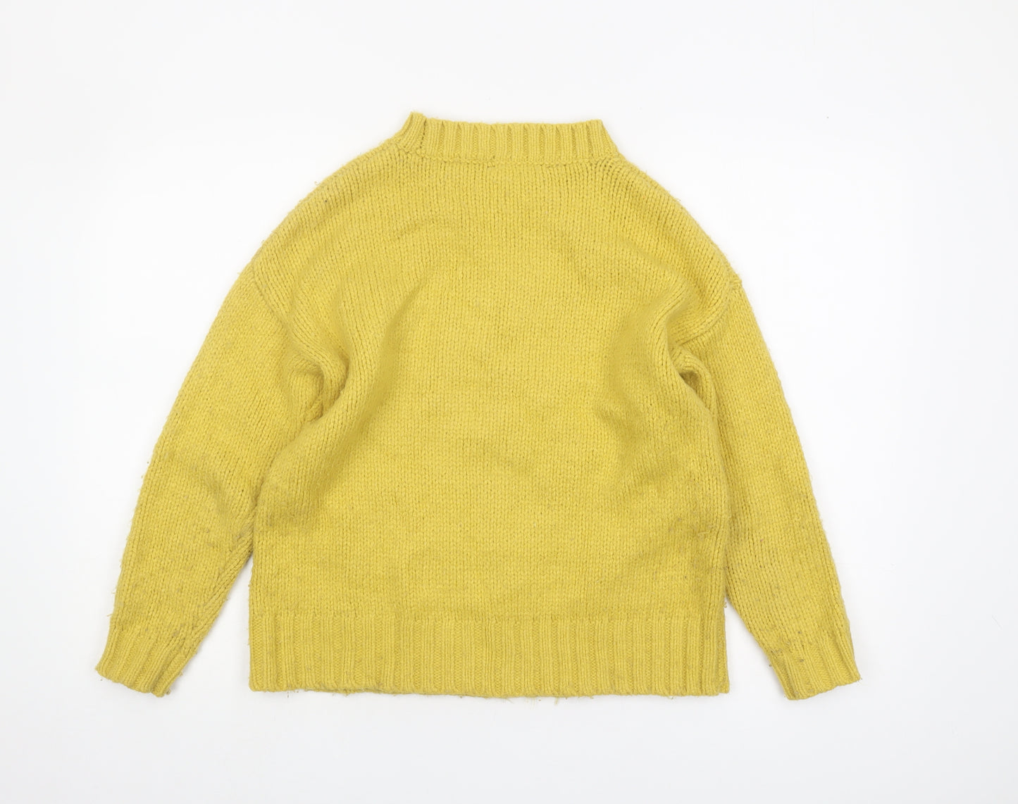 Marks and Spencer Women's Yellow Cable-Knit Sweater Small