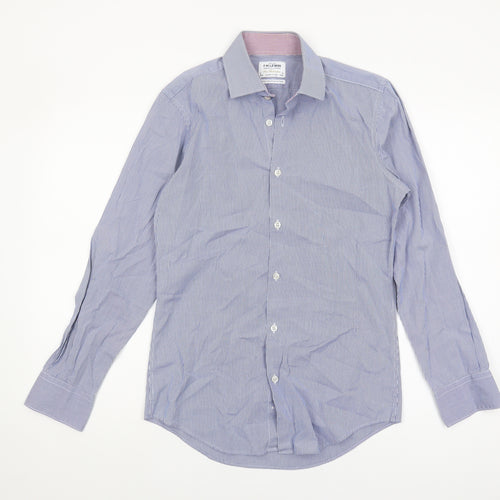T.M. Lewin Men's Checkered Blue Long Sleeve Shirt Size 15