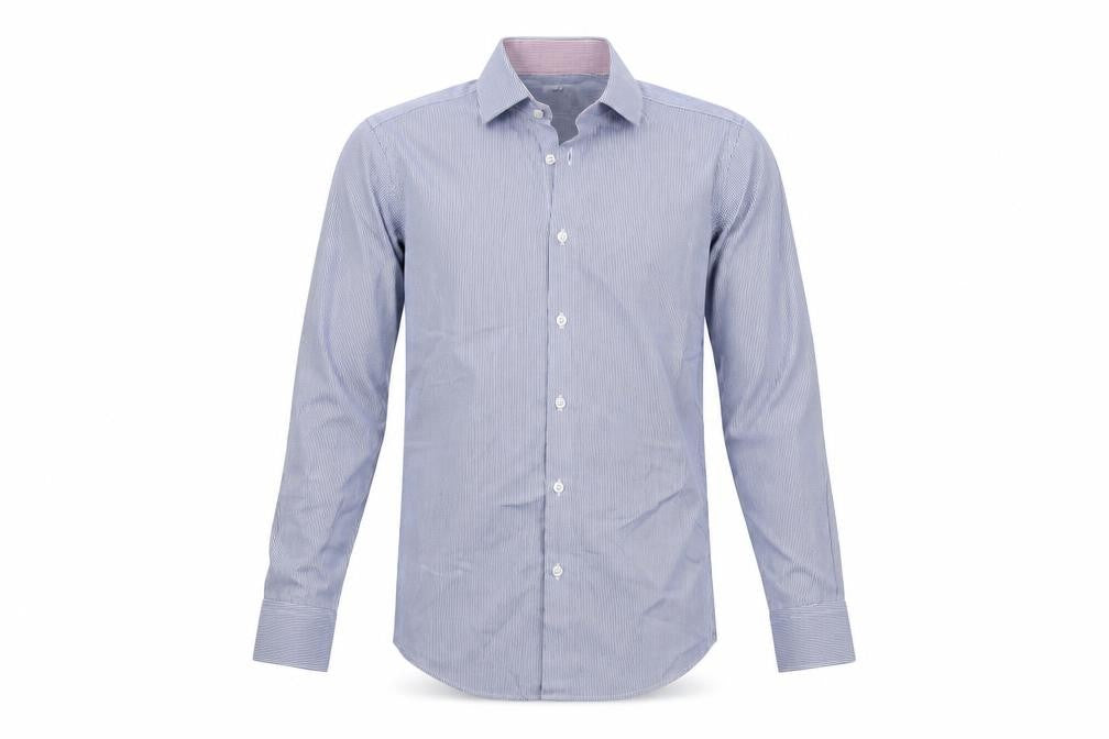 Front view of T.M. Lewin Men's Checkered Blue Long Sleeve Shirt, size 15