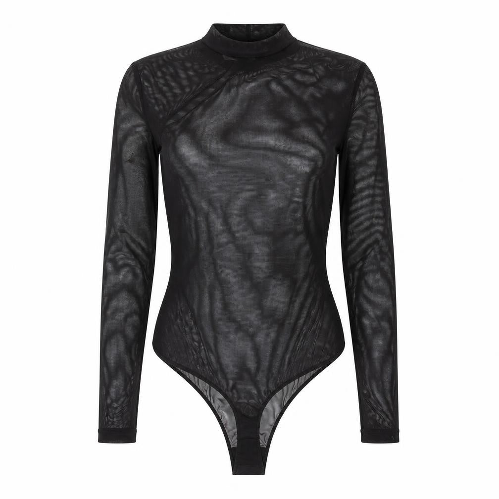 Front view of Ann Summers Women's Black Mesh Bodysuit, size S, Party Wear