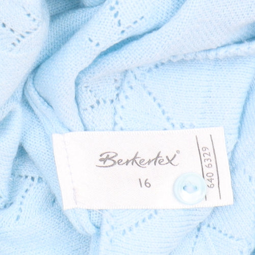 Berketex Women's Blue Cardigan, Size 16, Button Accents