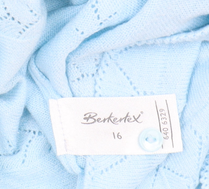 Berketex Women's Blue Cardigan, Size 16, Button Accents