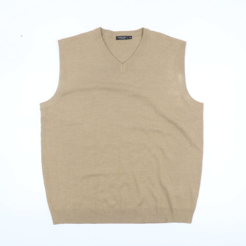 Capsule Men's Beige XL V-Neck Sleeveless Vest