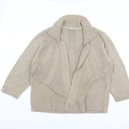 Marks and Spencer Women's Beige Cardigan, Size 16, Collared Knit