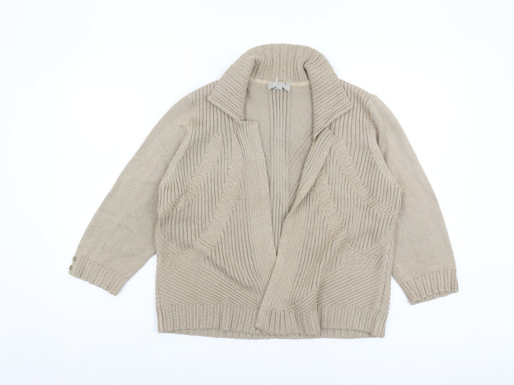 Marks and Spencer Women's Beige Cardigan, Size 16, Collared Knit