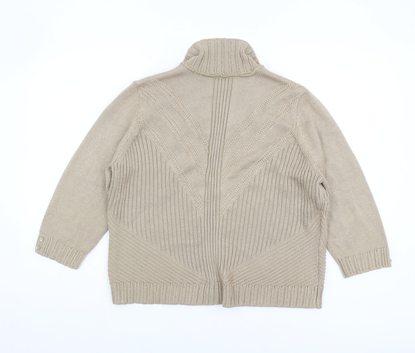Marks and Spencer Women's Beige Cardigan, Size 16, Collared Knit
