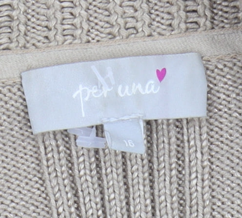 Marks and Spencer Women's Beige Cardigan, Size 16, Collared Knit