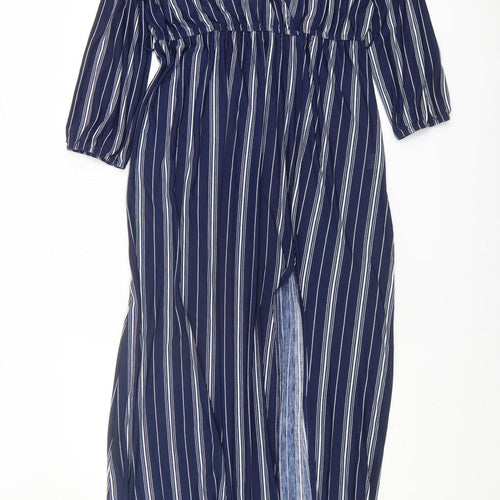 IRIS Women's Blue Long Wrap Dress XL Plus Size