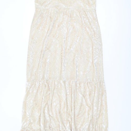 Dorothy Perkins Women's Beige Maxi Dress - Size 14