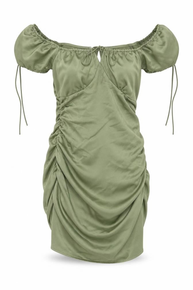 Topshop Green Women's Off Shoulder Dress UK 8