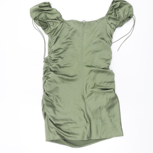 Topshop Green Women's Off Shoulder Dress UK 8