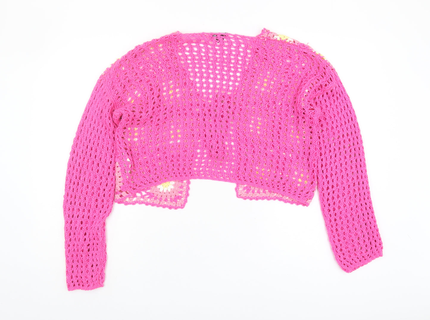 Boohoo Women's Pink Cardigan Crochet M
