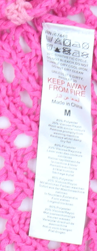 Boohoo Women's Pink Cardigan Crochet M