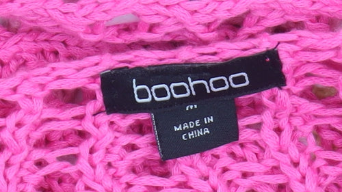 Boohoo Women's Pink Cardigan Crochet M