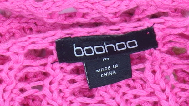 Boohoo Women's Pink Cardigan Crochet M