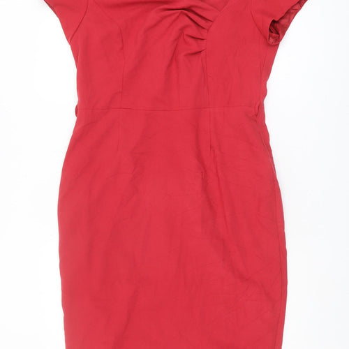 Next Women's Red Sheath Dress Size 14 Short Sleeve