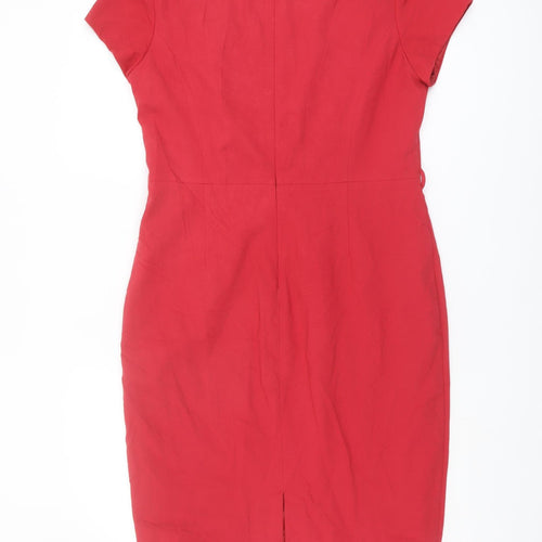 Next Women's Red Sheath Dress Size 14 Short Sleeve