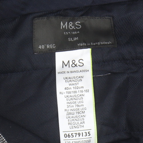 Marks and Spencer Men's Grey Slim Trousers, Size 40