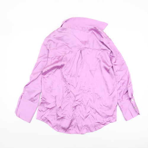 Zara Women's Purple Button-Up Shirt, Size S