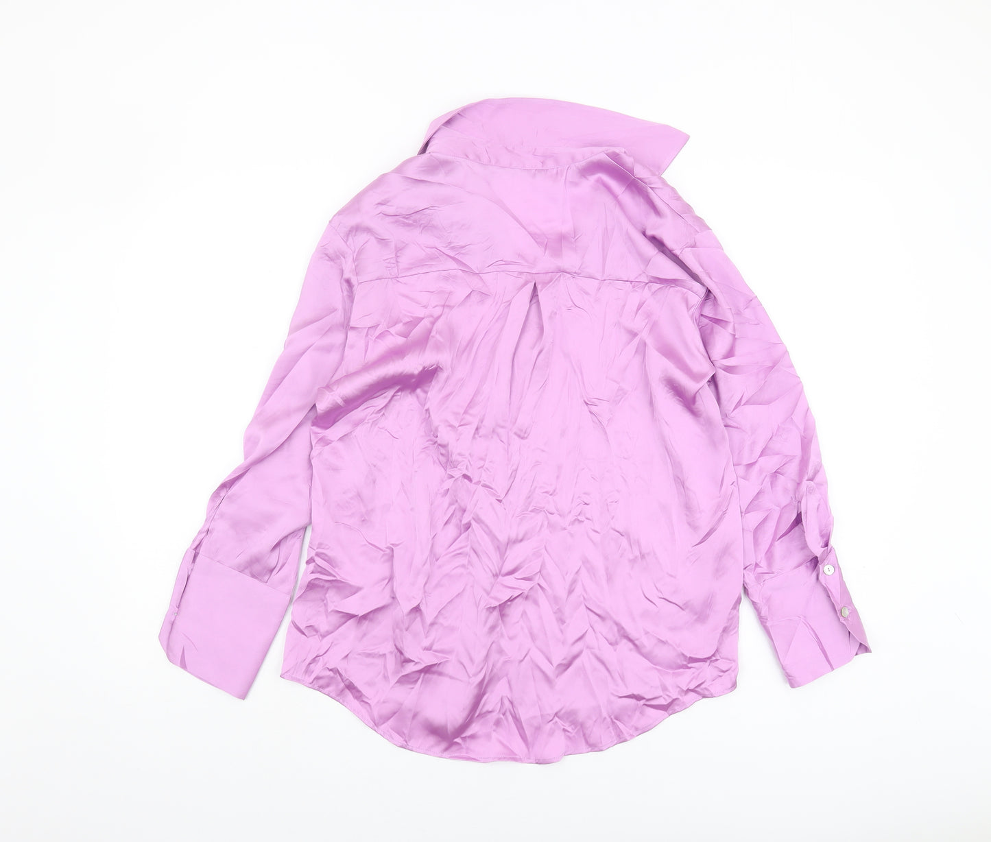 Zara Women's Purple Button-Up Shirt, Size S