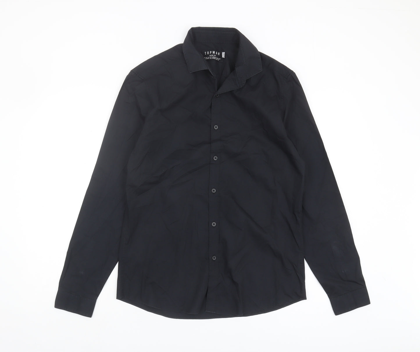 Topman Men's Black Slim Fit Long Sleeve Shirt M