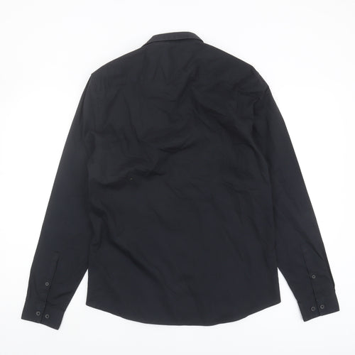 Topman Men's Black Slim Fit Long Sleeve Shirt M